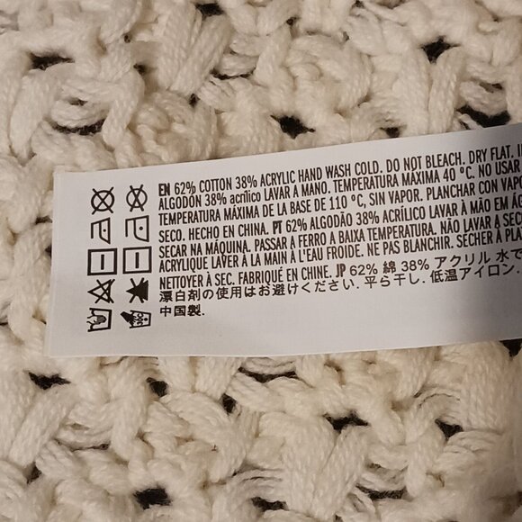 NEW Cream Loose Knit Long Sleeve Open Back Sweater Size‎ M - Picture 10 of 12